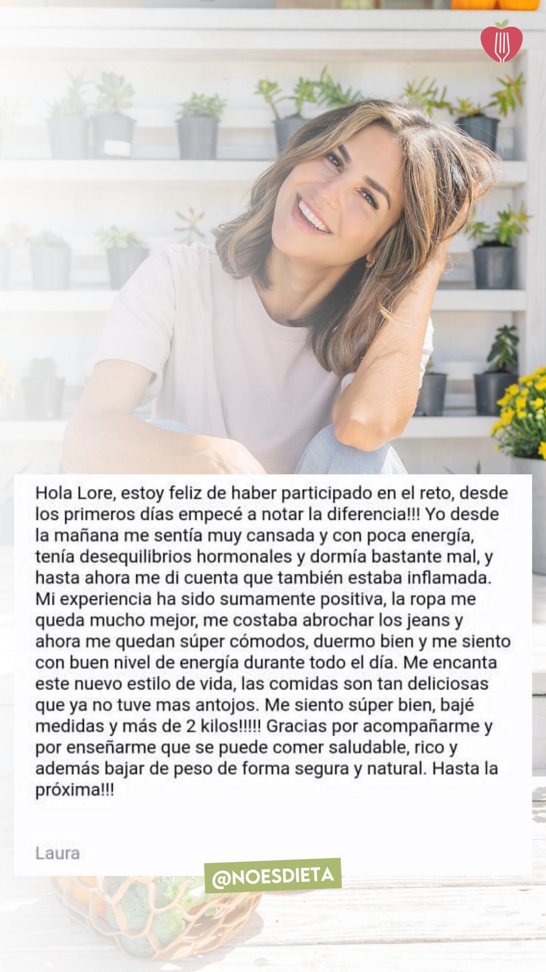 Testimonio de Laura: notó la diferencia desde los primeros días, duerme bien, bajó medidas y más de 2 kilos.
